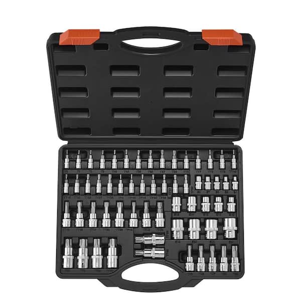 Torx Bit Socket and External Torx Socket Set, 60-Piece T6-T70, TT6-TT70, TP8-TP60, E4-E24, S2 Alloy Steel and Cr-V Steel