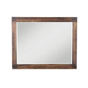 Brown 48 in. W x 38 in. H Modern Square Wood Dresser Mirror