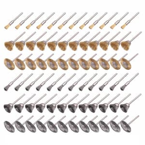 Brass and Steel Wire Wheel Brush Set 72 Pack 1/8 Shank for Rotary Tools Accessories Polish Clean Tools