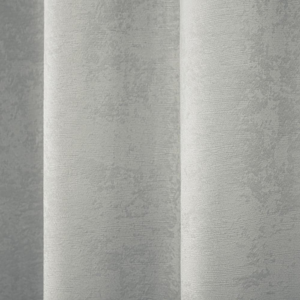 Silver Textured Sateen Room Darkening Grommet Curtains, 108"x52" Set of 2