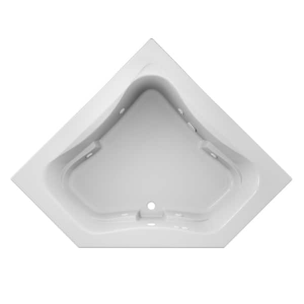 Projecta 60 in. x 60 in. Acrylic Corner Drop-In Whirlpool Bathtub in White