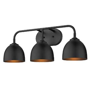 Zoey 8 in. 3-Light Matte Black Vanity Light