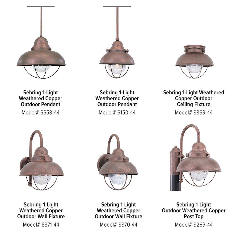 Weathered Copper Dimmable Outdoor Wall Lantern with Clear Seeded Glass