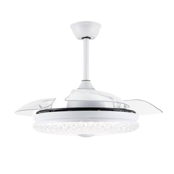 Bella Depot 42 in. LED White Retractable Ceiling Fan with Light Kit and