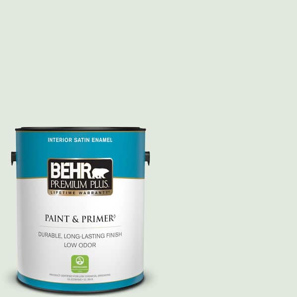 BEHR PREMIUM PLUS 1 gal. #450E-1 Shimmer Satin Enamel Low Odor Interior Paint & Primer