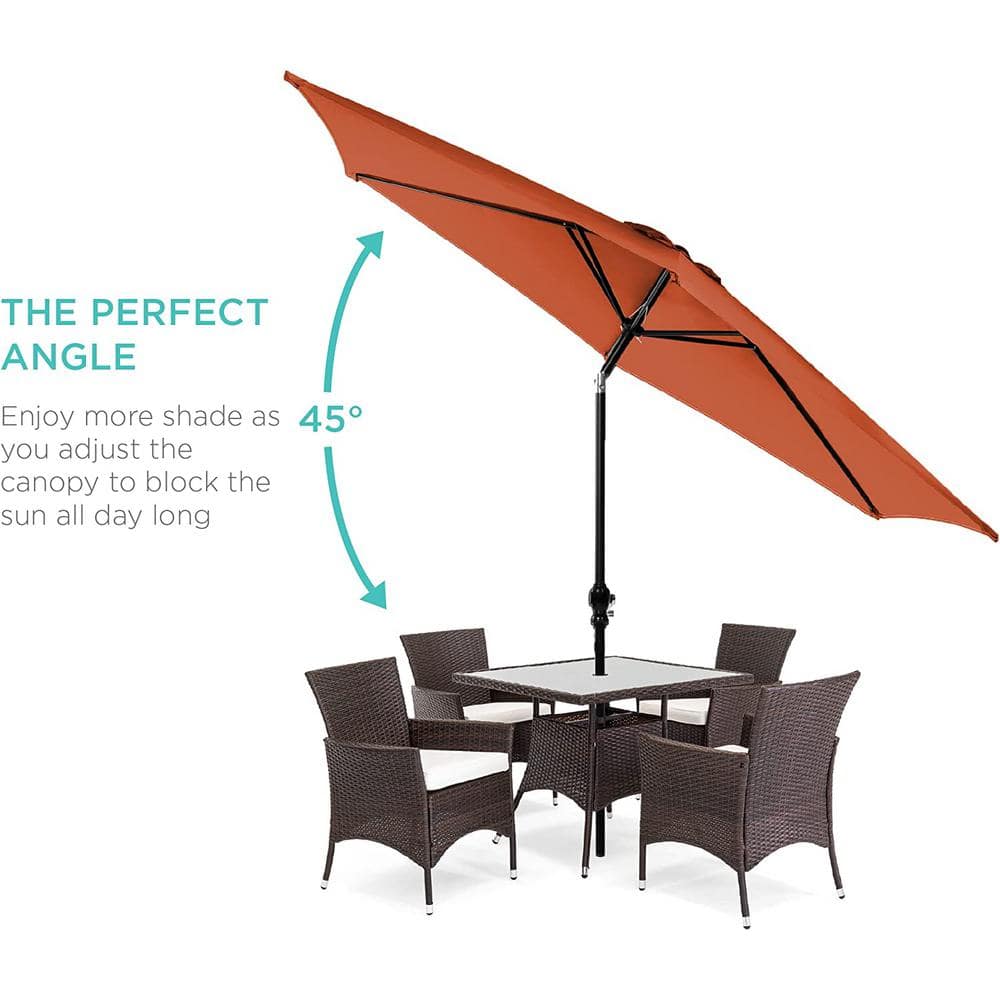 10ft Rust Hexagon Outdoor Steel Patio Umbrella with Crank