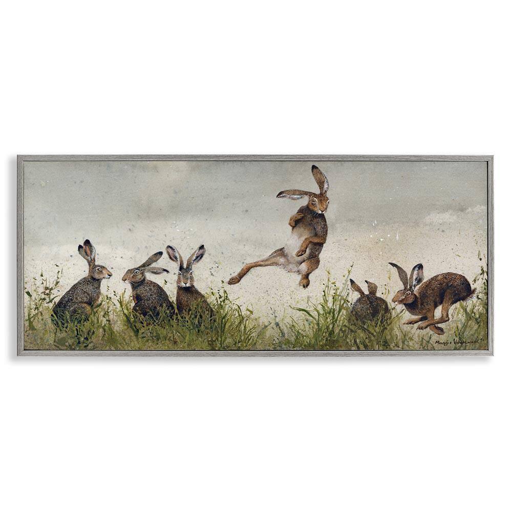 Stupell Industries Jumping Hares in Wild by Maggie Vandewalle Gray ...