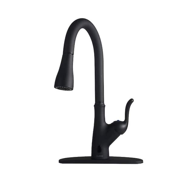 Unbranded Touchless Sensor Single Handle Pull-Down Sprayer Kitchen Faucet in Matte Black