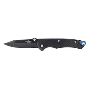 2.75 in. Carbonitride Titanium Drop Point Straight Edge Folding Knife with Assisted Opening, Carbon Fiber Handle