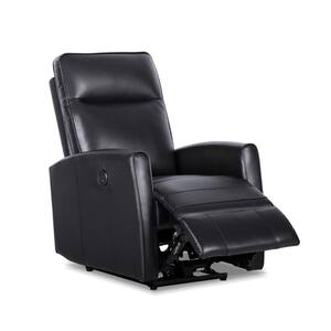 Black Top Grain Leather With PU Power Recliner With USB Charger HM410 ...