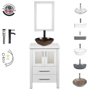 24 in. W x 19 in. D x 32.3 in. H Single Sink Bath Vanity in White with White Wood Top and Mirror