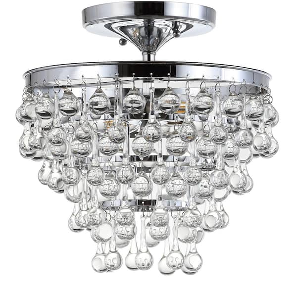 Toronto 13 in. Metal/Crystal LED Chrome Flush Mount