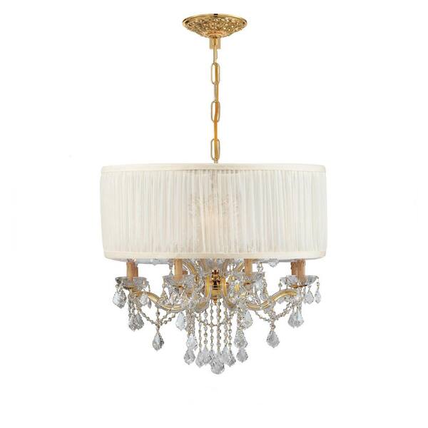 Crystorama Brentwood 12-Light Gold Crystal Chandelier with Silk Shade