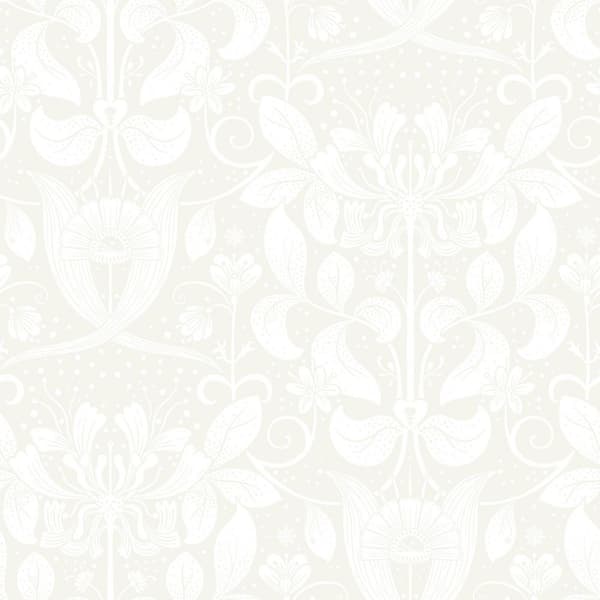 A-Street Prints Berit Off-White Floral Crest Paper Matte Non-Pasted Wallpaper Roll