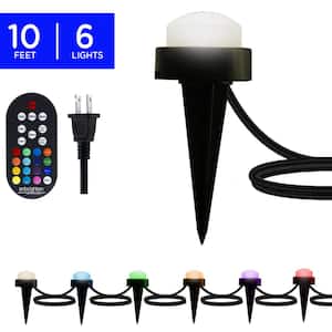 Seasons Plug-In Black LED Color Changing Path Light with 2 ft. Spacing (2-Pack)
