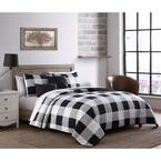 Buffalo Plaid 5-Piece Black/White King Quilt Set with Throw Pillows