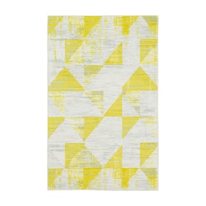 Eroded Triangles Yellow 4 ft. x 6 ft. Area Rug