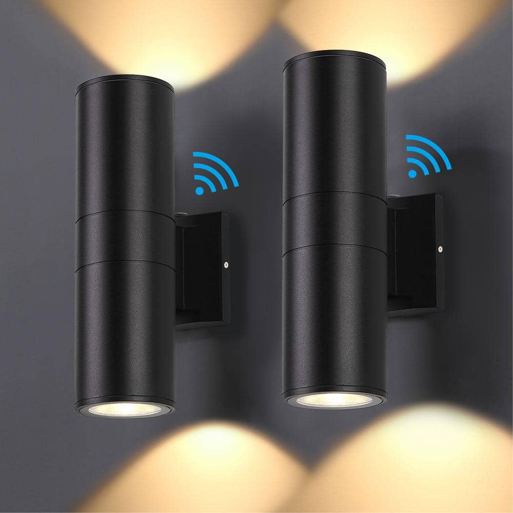 Black Aluminum Cylinder Outdoor Wall Sconce with Clear Glass