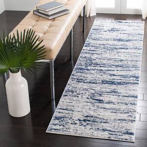 Amelia Gray/Navy 2 ft. x 6 ft. Abstract Runner Rug