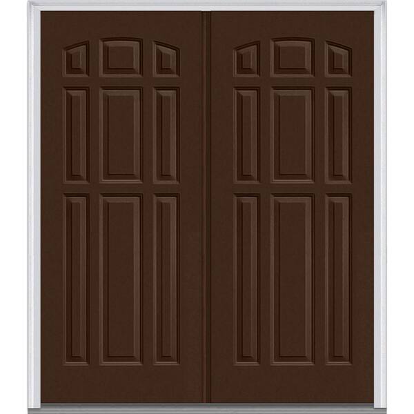 MMI Door 72 in. x 80 in. Classic Right-Hand Inswing 9-Panel Painted Fiberglass Smooth Prehung Front Door with Brickmould