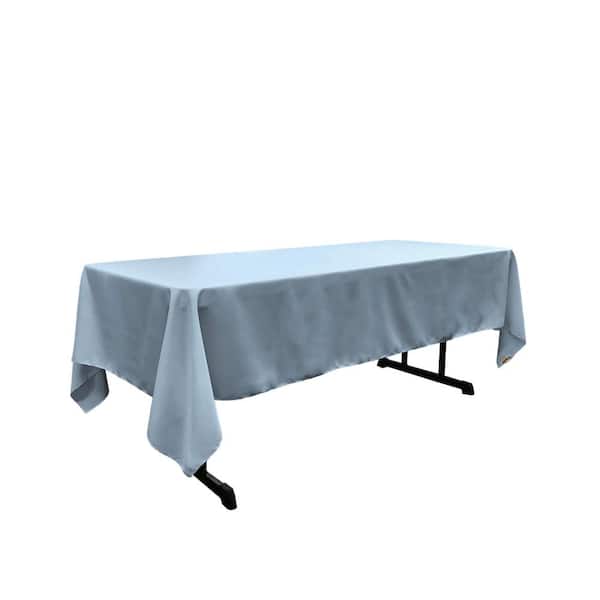 LA Linen Polyester Poplin 60 in. x 108 in. Light Blue Rectangular Tablecloth