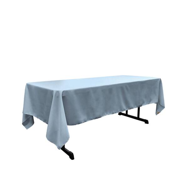 LA Linen Polyester Poplin 60 in. x 120 in. Light Blue Rectangular Tablecloth