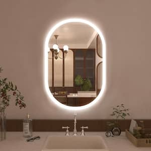 Glare 20 in. W x 32 in. H Oval Frameless LED Light Anti-Fog Wall Bathroom Vanity Mirror in Polished Crystal