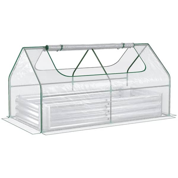 6 ft. W x 3.1 ft. D x 3 ft. H Galvanized Greenhouse, Raised Garden Bed with PVC Cover, Metal Planter Box in Silver