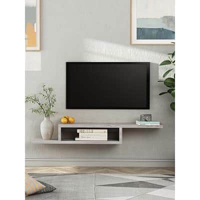 Gray MDF Wall Mounted Floating Media Console Shelf