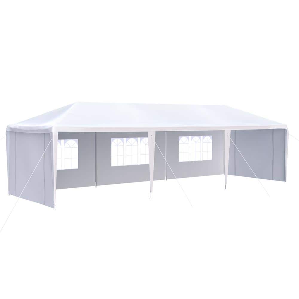 10 ft. x 30 ft. White Wedding Party Canopy Tent Outdoor Gazebo with 5 Remov
