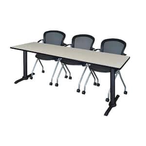 Bucy 84 in. x 24 in. Black Training Table- Maple and 3-Cadence Nesting Chairs