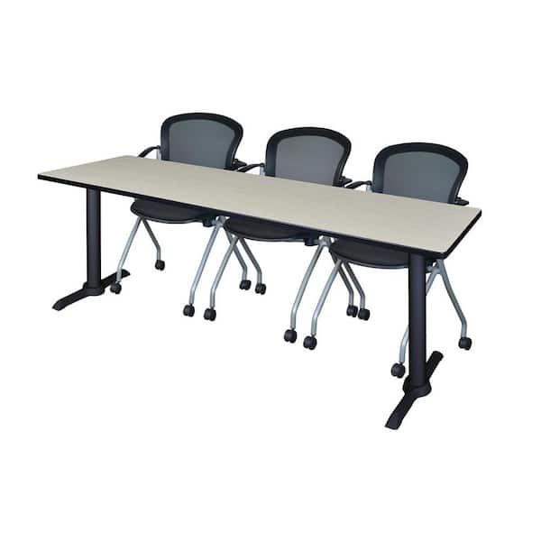 Regency Bucy 84 in. x 24 in. Black Training Table- Maple and 3-Cadence Nesting Chairs