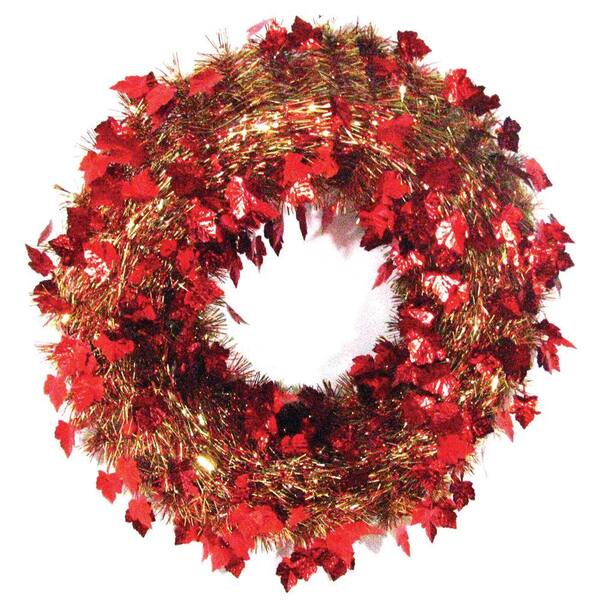 Brite Star 20 in. Autumn Ochre Die-Cut Tinsel Artificial Wreath