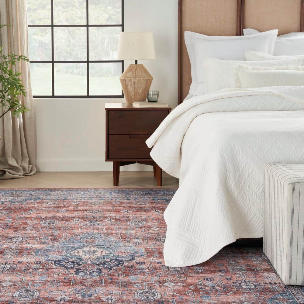 Vintage Charm 5' x 7' Blue and Multi Persian Washable Rug