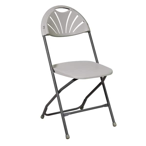 Office Star Products Light Gray Resin Seat Stackable Outdoor Safe Folding Chair (Set of 4)