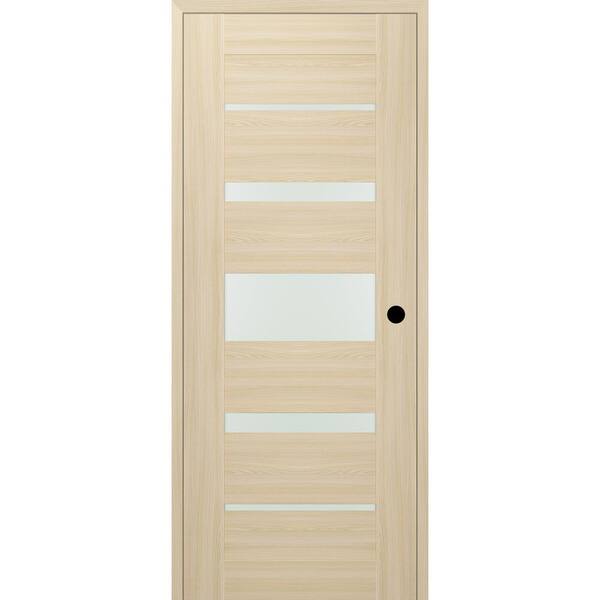 Belldinni Vona 07-03 DIY-Friendly 28 in. x 96 in. Left-Hand Frosted Glass Loire Ash Wood Composite Single Prehung Interior Door