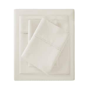 300 Thread Count Organic 4-Piece Ivory Cotton King Deep Pocket Sheet Set