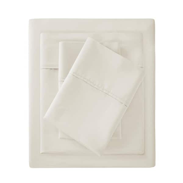 300-Thread Count Organic 4-Piece Ivory Cotton King Deep Pocket Sheet Set