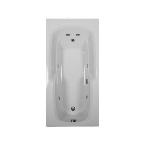 Comfortflo 66 in. x 32 in. Acrylic Rectangular Alcove Whirlpool Bathtub with Reversible Drain in Biscuit