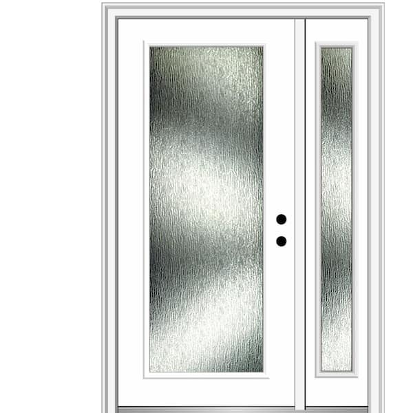 MMI Door 51 in. x 81.75 in. Left-Hand Inswing Full Lite Rain Glass Primed Prehung Front Door on 4-9/16 in. Frame