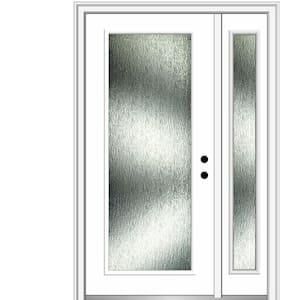 53 in. x 81.75 in. Left-Hand Inswing Full Lite Rain Glass Primed Prehung Front Door on 4-9/16 in. Frame
