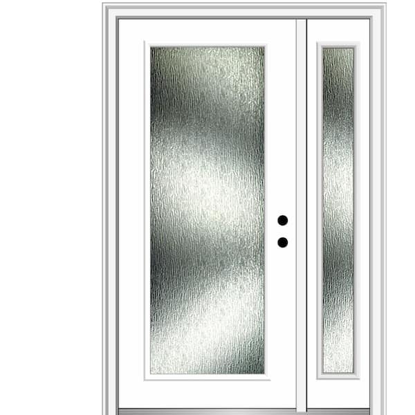 MMI Door 53 in. x 81.75 in. Left-Hand Inswing Full Lite Rain Glass Primed Prehung Front Door on 4-9/16 in. Frame