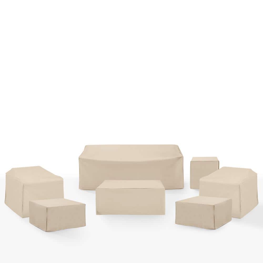 Tan Heavy-Duty Vinyl 7-Piece Outdoor Furniture Cover Set