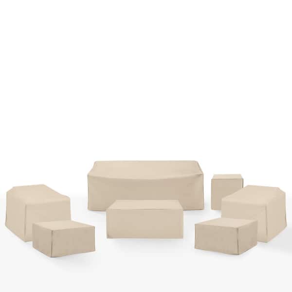 CROSLEY FURNITURE 7-Piece Tan Outdoor Furniture Cover Set