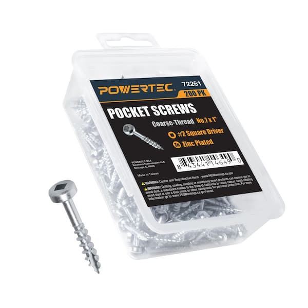 #2 x 1 in. Square Pan-Head Coarse Zinc-Plated Steel Pocket-Hole Screw for 72248 & 72249 Pocket Hole Jig (200-PK)