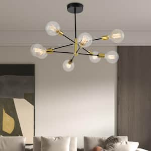 Augusta 8 -Light Sputnik Modern Linear Chandelier with Wrought Iron Accents