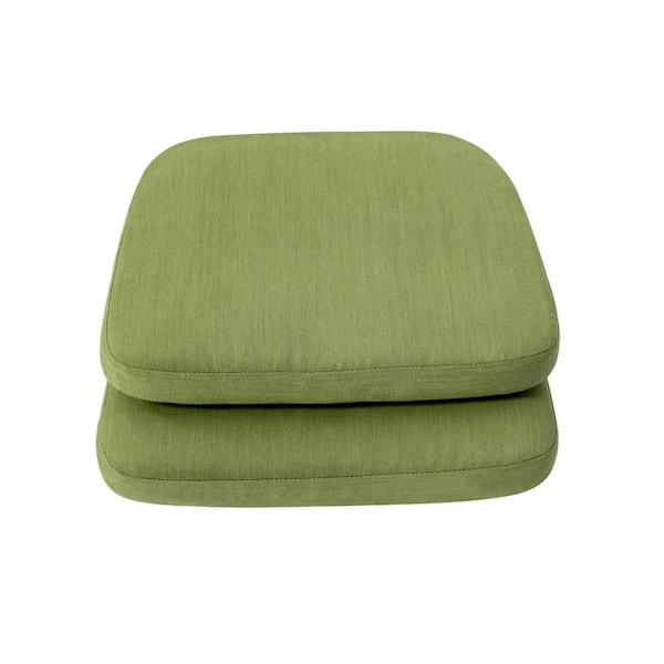 15 in. x 16 in. Outdoor Patio Chair Seat Cushion in Green (2-Pack)
