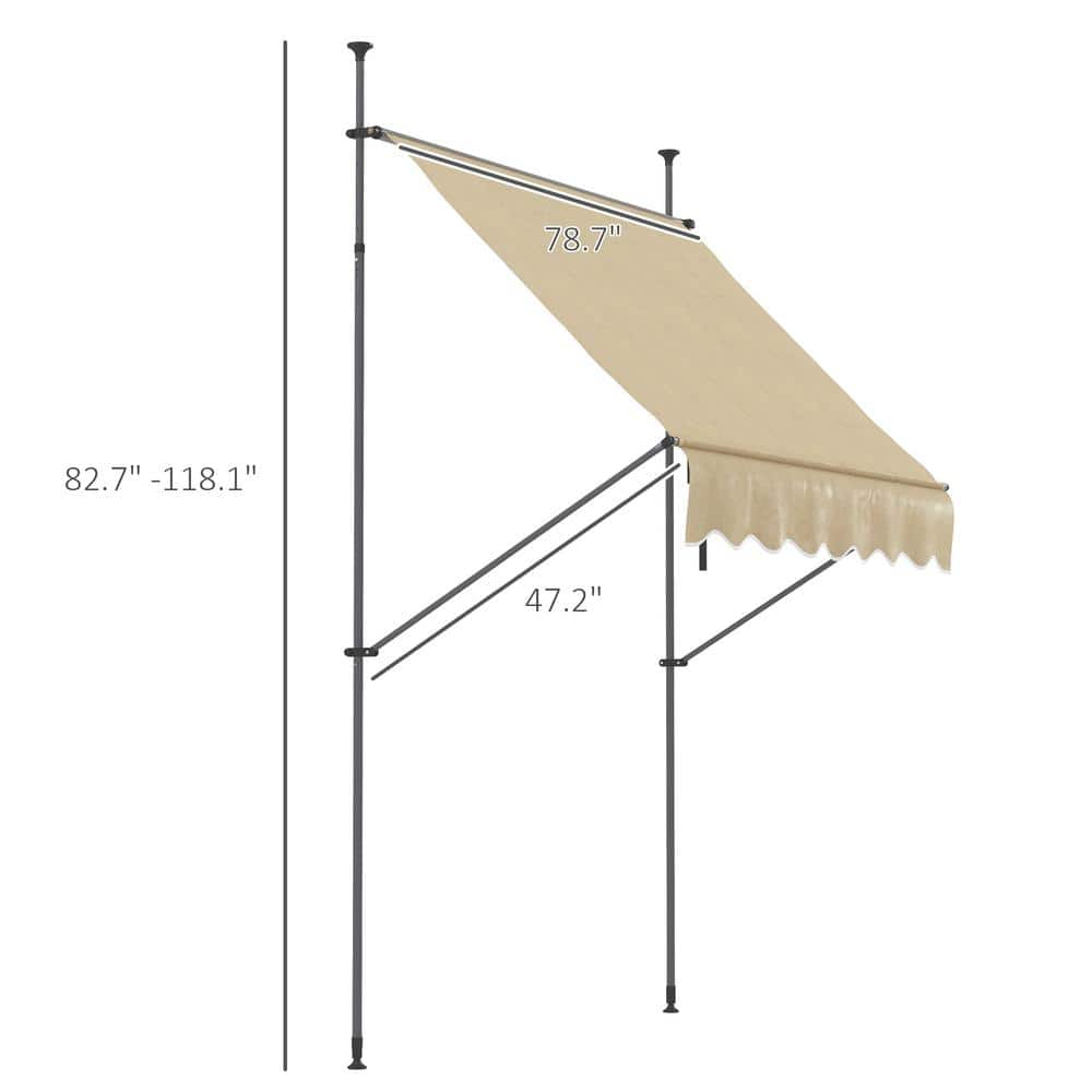Beige Aluminum Frame Retractable Patio Awning for Door/Window