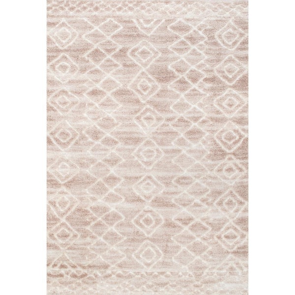 nuLOOM Vinita Moroccan Diamonds Shag Light Beige 9 ft. x 12 ft. Area Rug
