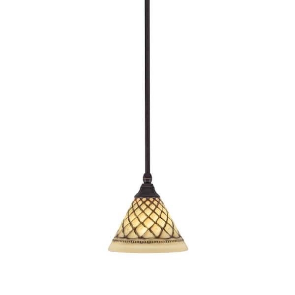 Unbranded Sparta 100-Watt 1-Light Dark Granite Shaded Pendant Mini Pendant Light with Chocolate Icing Glass, No Bulb Included